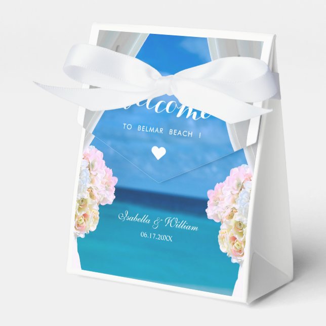 Ballotins Floral moderne Blue Ocean Beach Mariage (Verso)