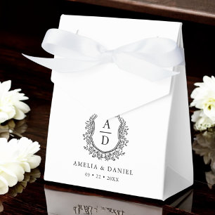 Ballotins Floral Monogramme Mariage Blanc Crest Moderne