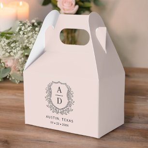Ballotins Floral Monogramme Mariage Blush Pink Crest Moderne