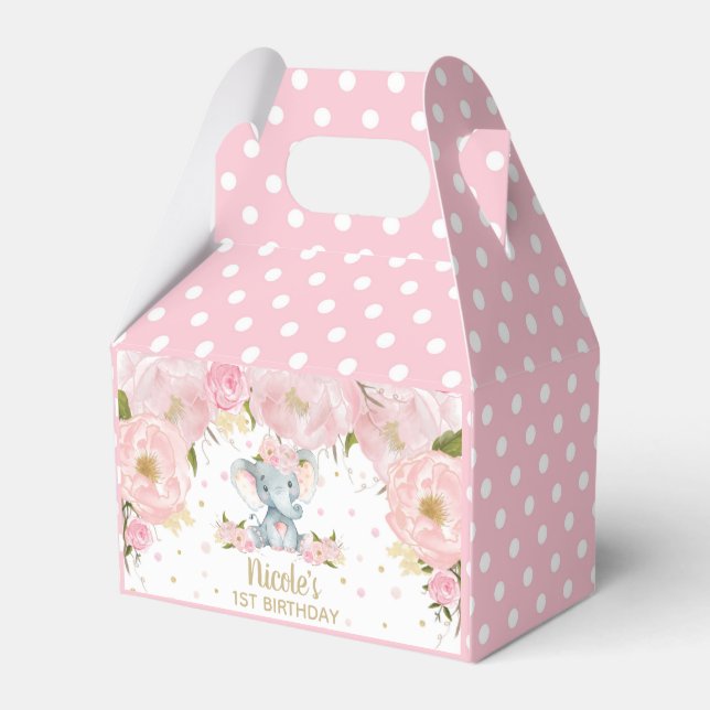 Ballotins Flore rose pâle Eléphant d'anniversaire Merci (Verso)