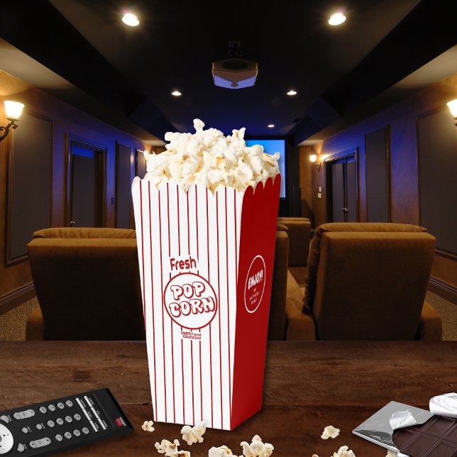 Ballotins Fraîcheur Popcorn Personnalisé Nom Accueil Boîte d (Cute retro style popcorn boxes with custom name and text. Click "Personalize this Template".)