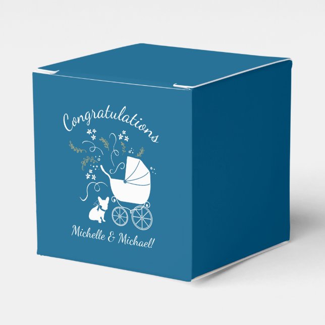 Ballotins Français Baby shower Bulldog Français Frenchie Blu (Verso)