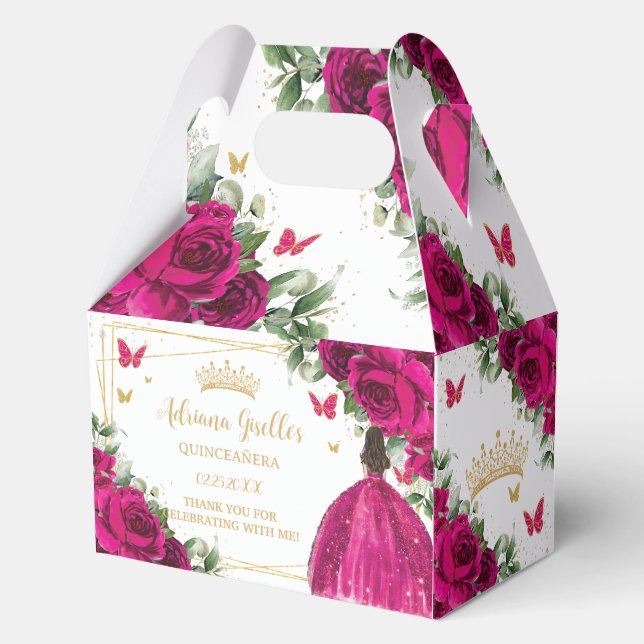 Ballotins Fuchsia rose Floral Anniversaire Quinceañera 16 15 (Verso)