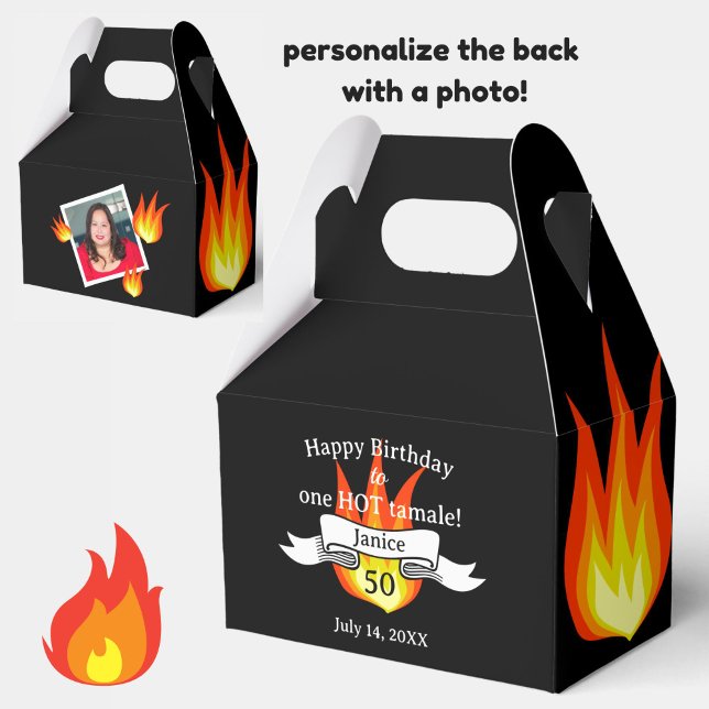 Ballotins Fun 50e anniversaire "Hot Tamale" Photo personnali (A fun favor box for birthdays (personalize with age and photo).)