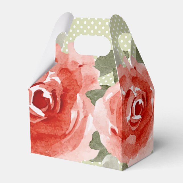 Ballotins Gable de fleurs roses rouges à l'aquarelle (Verso)