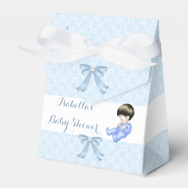 Ballotins Garçon Baby shower Bleu mignon Bébé Damas Favorise (Verso)