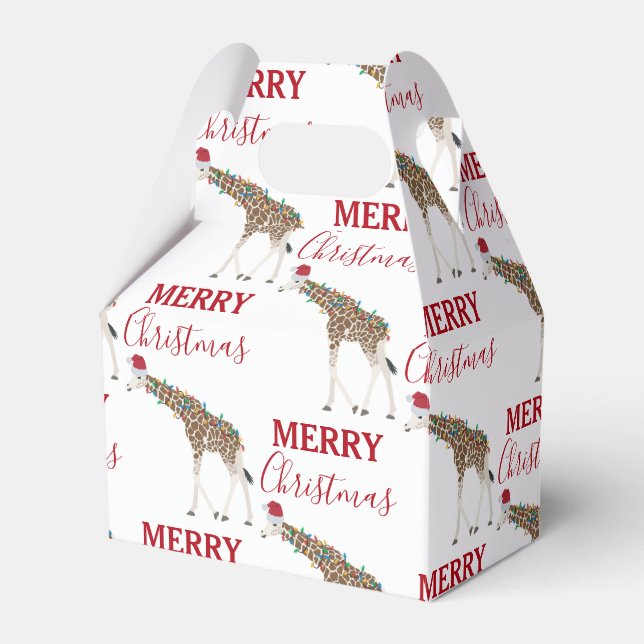 Ballotins Giraffe de Noël animal drôle avec chapeau de Noël (Verso)