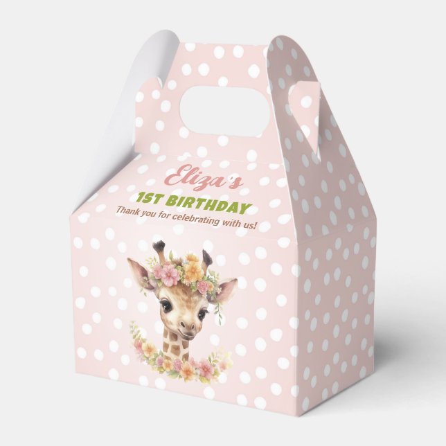 Ballotins Girl Giraffe Premier anniversaire fête rose sauvag (Verso)