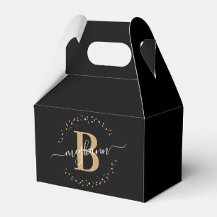 Ballotins Girly Elegant Black Gold Nom Monogramme Script