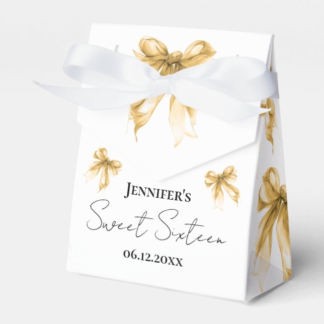 Ballotins Gold Bow Coquette Script Sweet 16 Thank You  (Verso)
