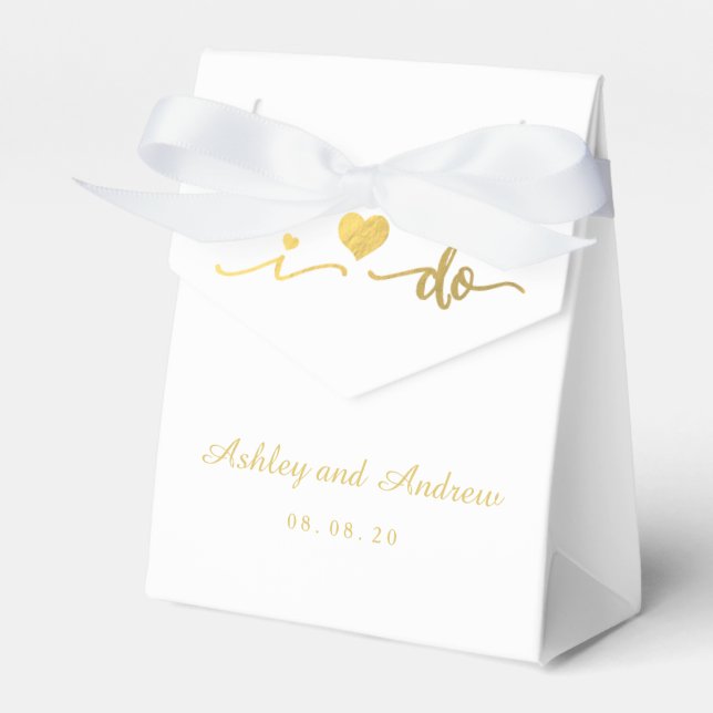 Ballotins Gold et blanc Je fais mariage Favor Box (Verso)