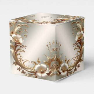 Ballotins Gold Floral Favor Box