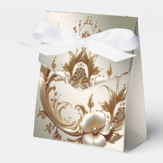 Ballotins Gold Floral Favor Box