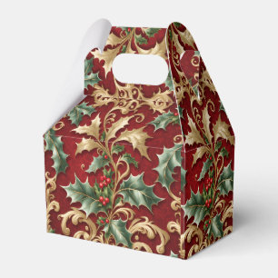 Ballotins Gold Green Feuille Red Christmas Holiday Box cadea