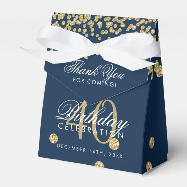 Ballotins Gold Navy Blue 40e anniversaire Merci Confetti (Verso)