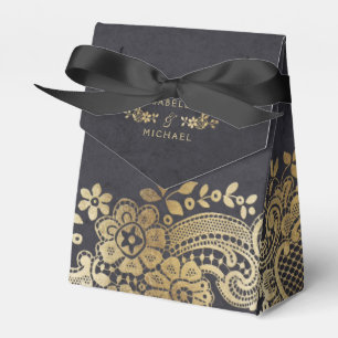 Ballotins Gold noir élégant vintage dentelle mariage