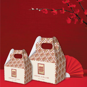 Ballotins Gold Rectangle Double Bonheur Mariage chinois Fa