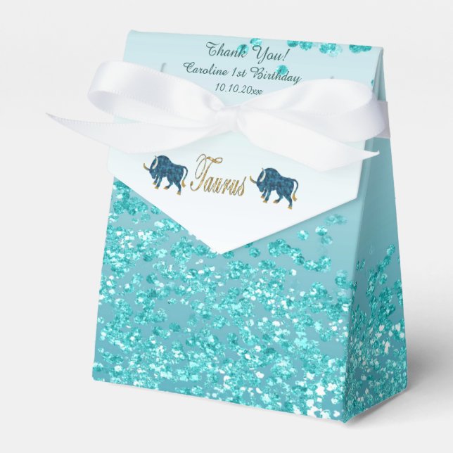 Ballotins Gold Taurus & Parties scintillant bleue Turquoise  (Verso)