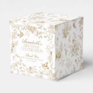 Ballotins Gold Toile De Jouy Floral Ballotin de fête d'anniv