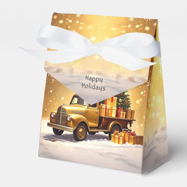 Ballotins Gold Truck Christmas Tree boîte cadeau de vacances (Verso)