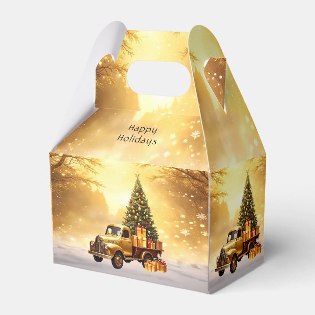 Ballotins Gold Truck Christmas Tree boîte cadeau de vacances (Verso)