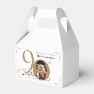 Ballotins Gold White Calligraphy Photo Elégant 90e anniversa