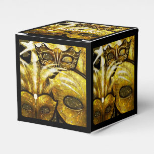 Ballotins Golden Mardi Gras Masques Cube Ballotin