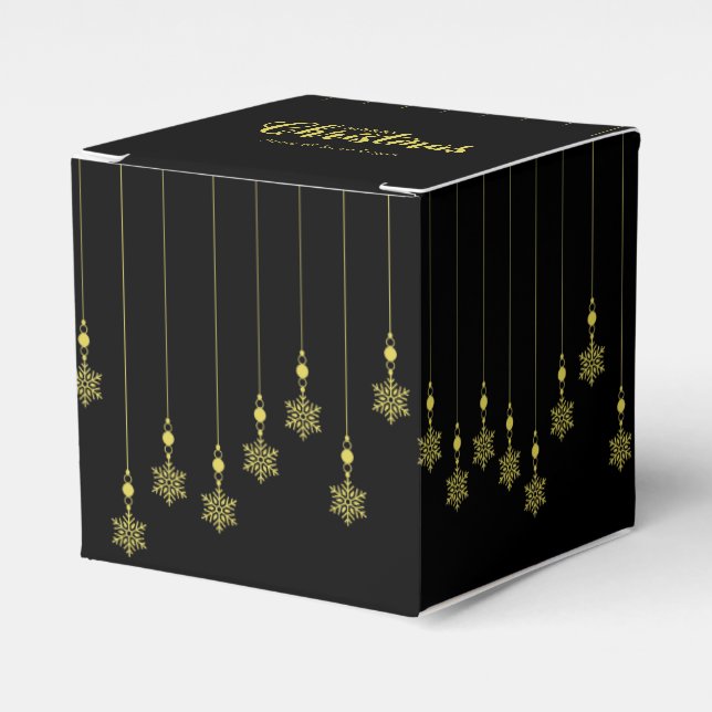 Ballotins Golden Snowflakes with  Christmas Quote on Black (Verso)
