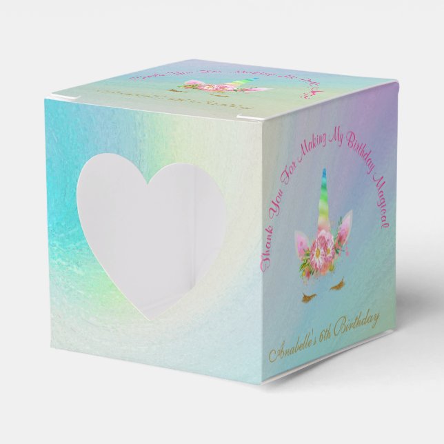 Ballotins Golden Unicorn Rainbow Merci Cupcake Box (Verso)