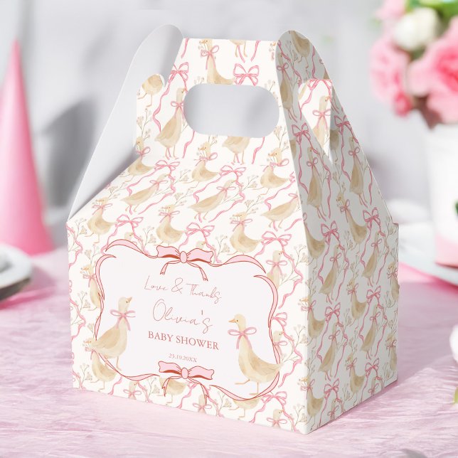 Ballotins Goose nursery rhymes pink baby shower personalized (Goose nursery rhymes pink coquette bow baby shower personalized favor boxes)