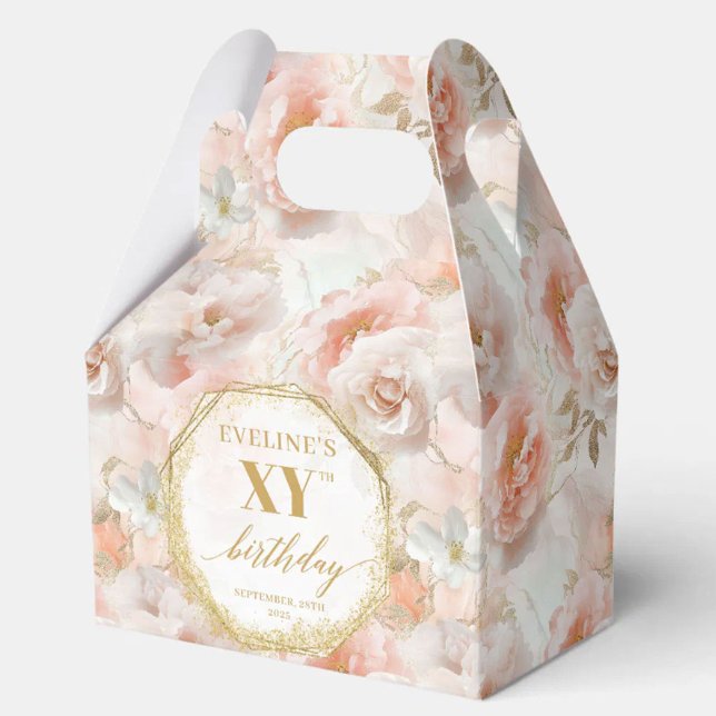 Ballotins Gracity Boho Pastel Rose Rustique Or Anniversaire (Graceful Boho Pastel Pink Rustic Gold Birthday Favor Boxes)