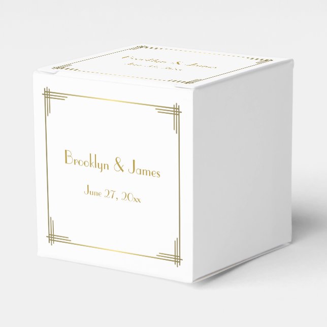 Ballotins Great Gatsby Gold Art Déco Mariage Favor Boxes (Verso)