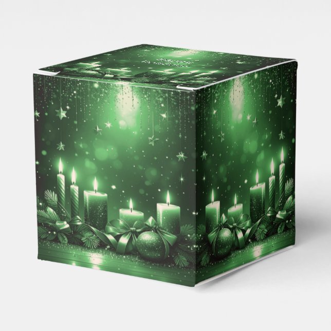 Ballotins Green Candles Christmas Holiday Favor Box (Verso)
