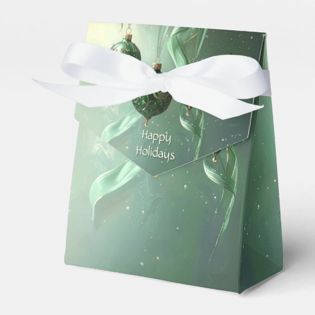 Ballotins Green Christmas Ball Holiday Favor Box (Verso)