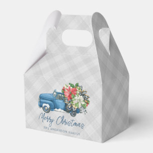 Ballotins Gris Ferme Plaid Vintage Blue Truck Noël