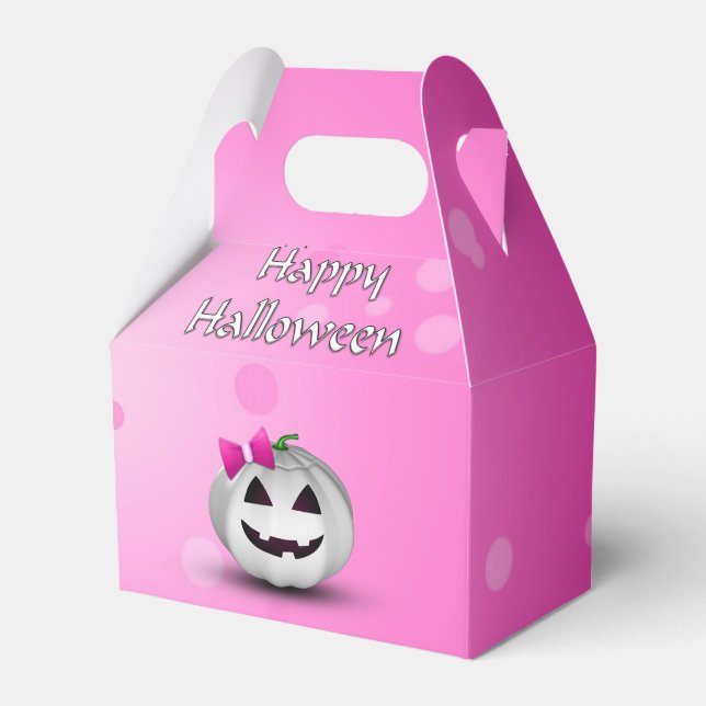 Ballotins Halloween Citrouille blanche rose fille (Verso)