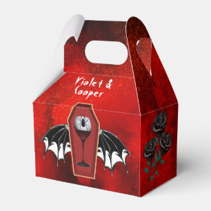 Ballotins Halloween Coffin et Bat Wings Rouge Noir Mariage