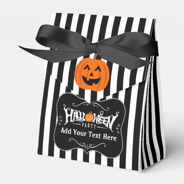 Ballotins Halloween Fête noire rayée Favoriser Personnaliser (Verso)