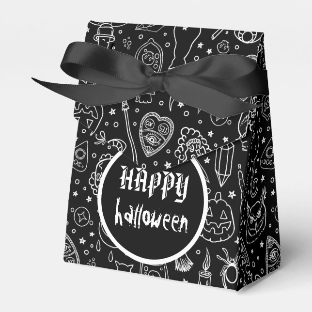 Ballotins Happy Halloween Black Doodle Motif (Verso)