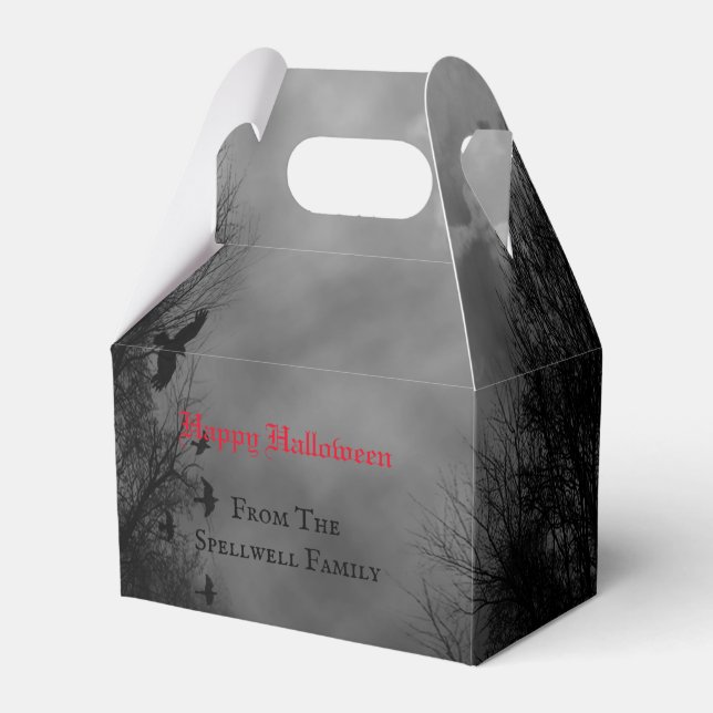 Ballotins Haunted Halloween Sky avec Ravens Party Favor Box (Verso)