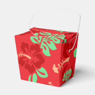 Ballotins Hibiscus tropicaux rouge et vert modèle floral