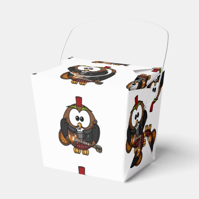 Ballotins hibou blanc et brun jouant une guitare avec casque (Verso)