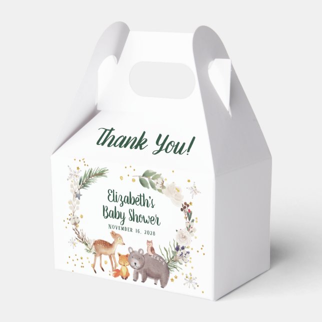 Ballotins Hiver Bois Animaux Baby shower Merci (Verso)