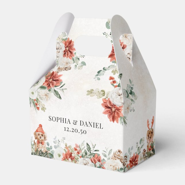 Ballotins Hiver Rouge verdure Pinecone Mariage Favor Box (Verso)