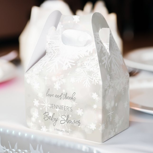 Ballotins Hiver teintes pastel neige baby shower merci (Snowy pastel winter baby shower favor gift bxes)