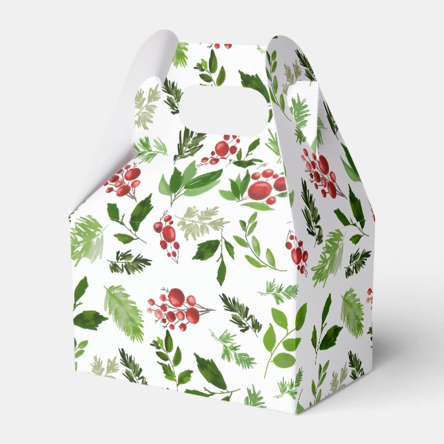 Ballotins Holly Feuille Red Berry Aquarelle Motif Holiday (Verso)