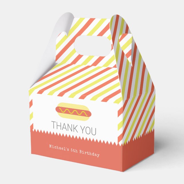 Ballotins HOT DOG! Anniversaire moderne rouge et jaune (Verso)
