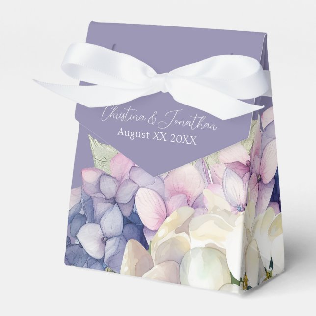 Ballotins Hydrangeas violet et blanc à l'aquarelle sur Laven (Verso)