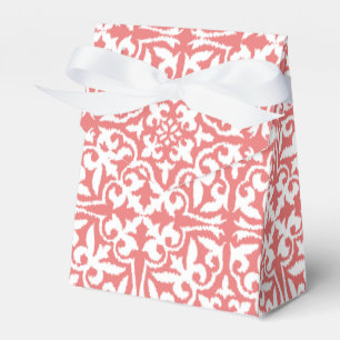 Ballotins Ikat damask pattern - Coral rose et blanc