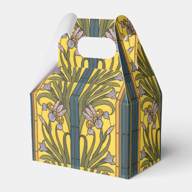 Ballotins Iris Fleur Art Nouveau Vitrail Bleu Or (Verso)